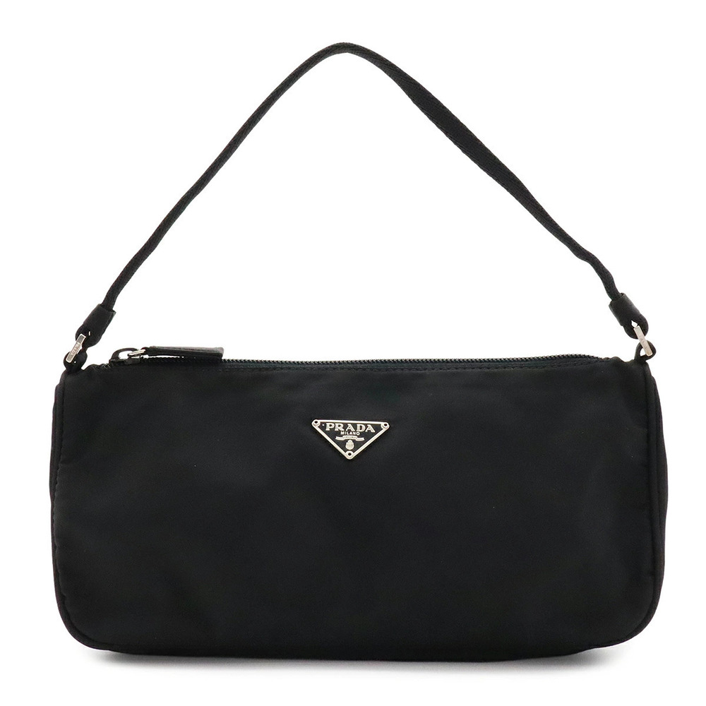 Prada Triangle Accessory Pouch Clutch Handbag Bag NERO Black